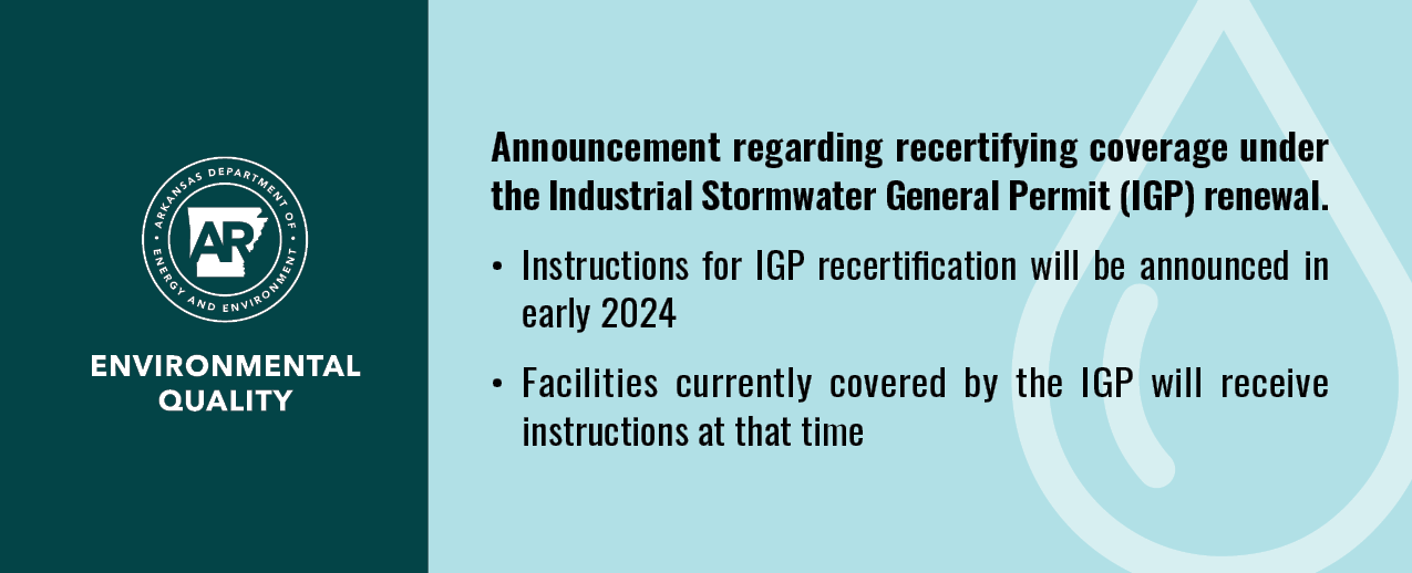 Announcement: Instructions for IGP recertification will be announced in early 2024. Facilities currently covered by the IGP will receive instructions at that time.