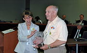 Teresa Marks, left, and representative of Horseshoe Bends Recycling Center