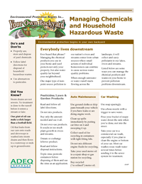 Managing Chemicals and Household Hazardous Waste