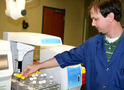 DEQ Laboratory and Monitoring Services chemist analyzes samples